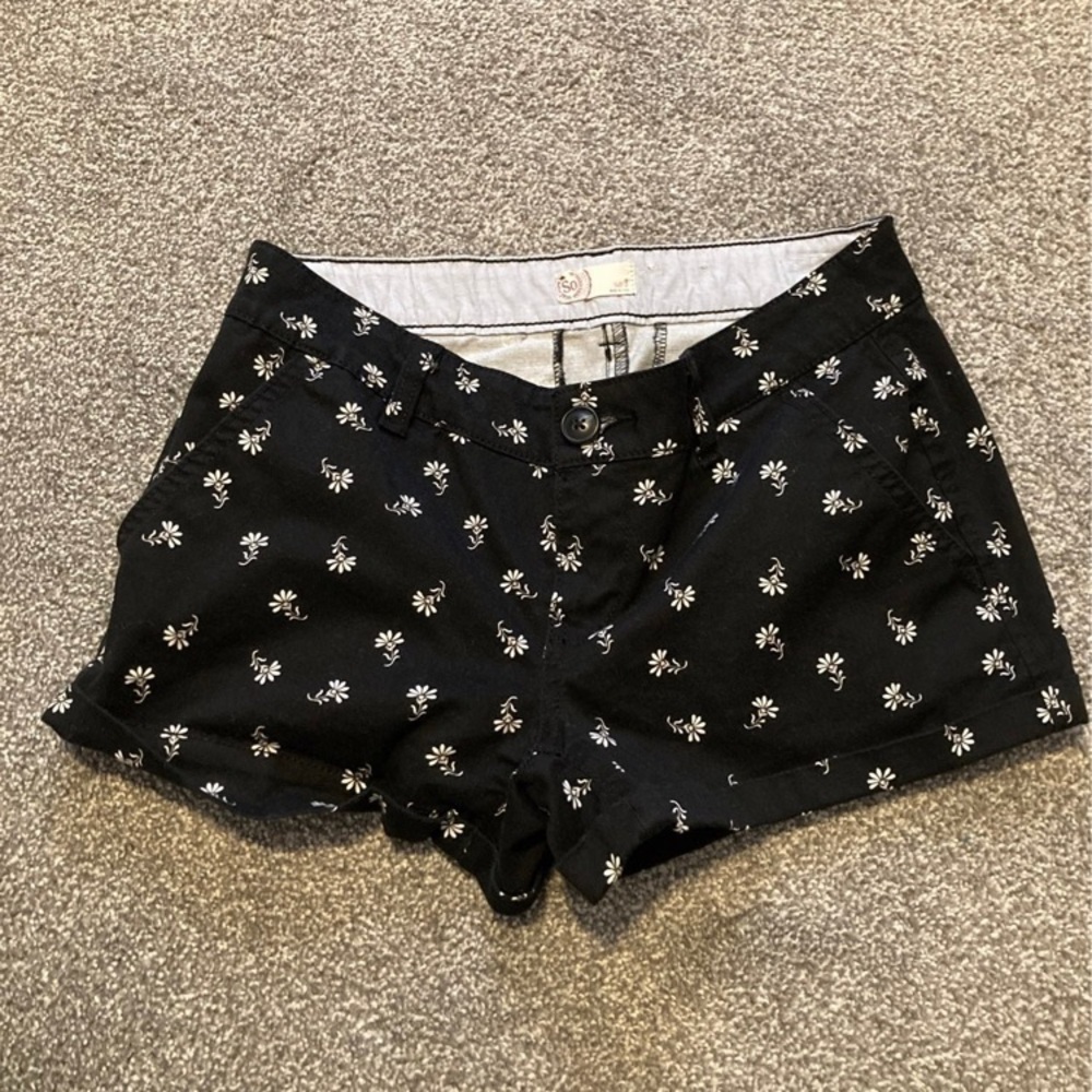 Black and white floral dress shorts